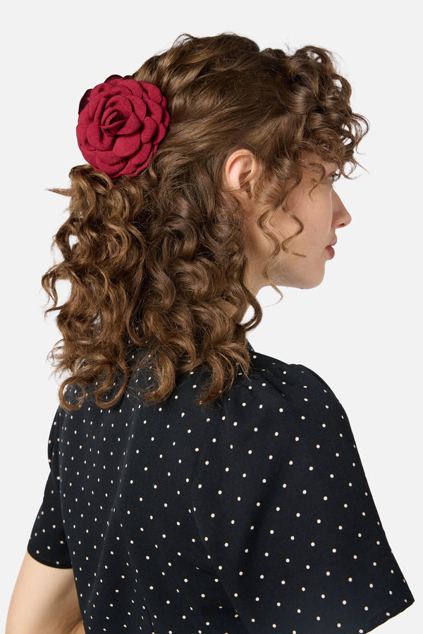 Princess Highway - Dark Red Rose Claw Clip - dark-red