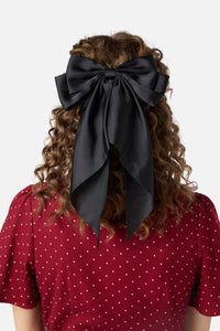 Princess Highway - Satin Bow Barrette Hair Clip - black