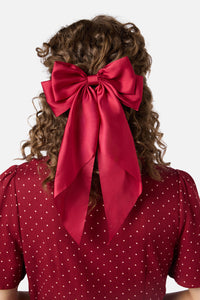 Princess Highway - Satin Bow Barrette Hair Clip - dark-red