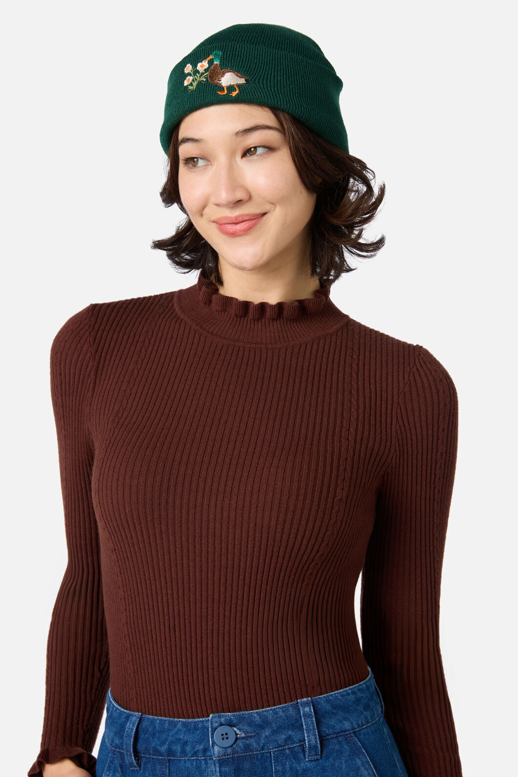 Princess Highway - Duck Embroidered Beanie - green