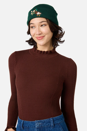 Princess Highway - Duck Embroidered Beanie - green