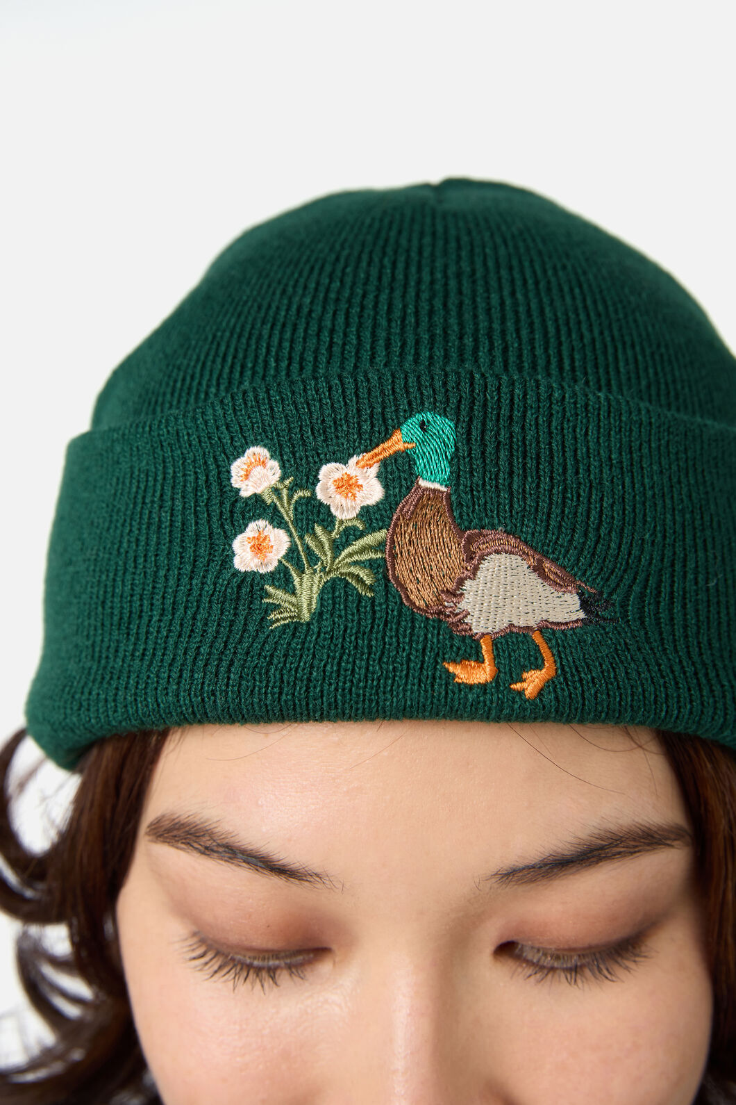 Princess Highway - Duck Embroidered Beanie - green