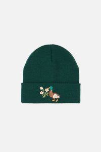 Princess Highway - Duck Embroidered Beanie - green