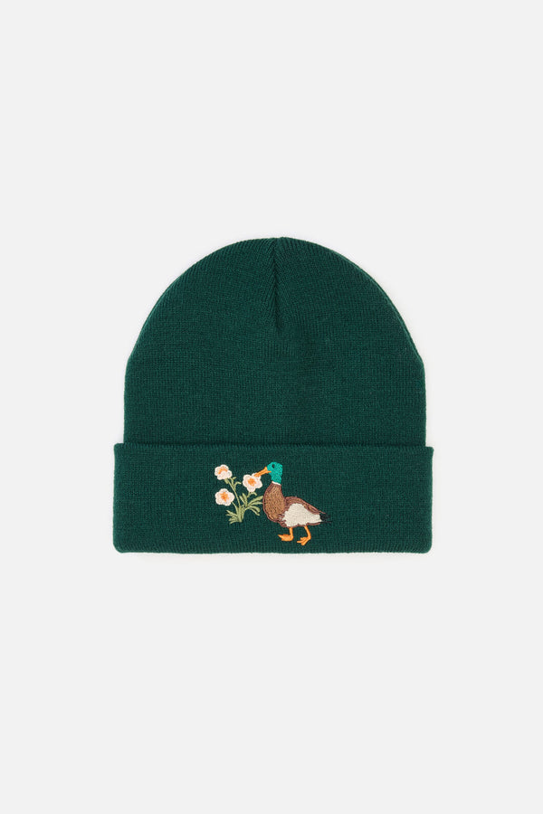 Princess Highway - Duck Embroidered Beanie - green