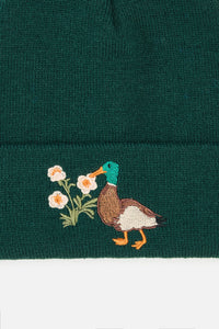 Princess Highway - Duck Embroidered Beanie - green