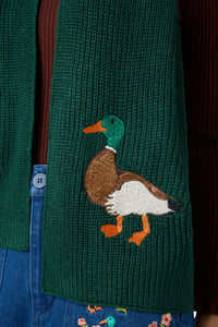 Princess Highway - Duck Embroidered Knit Scarf - green