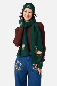 Princess Highway - Duck Embroidered Knit Scarf - green