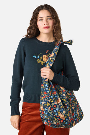 Princess Highway - Forest Owl Cord Tote Bag - teal