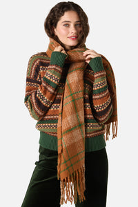 Princess Highway - Tan Check Scarf - tan