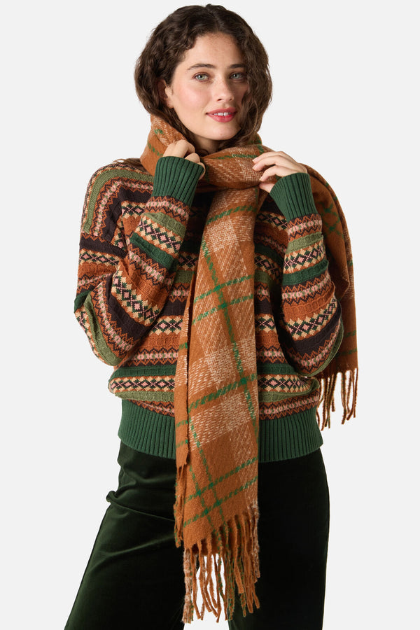 Princess Highway - Tan Check Scarf - tan