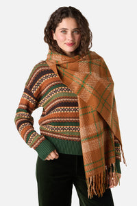 Princess Highway - Tan Check Scarf - tan