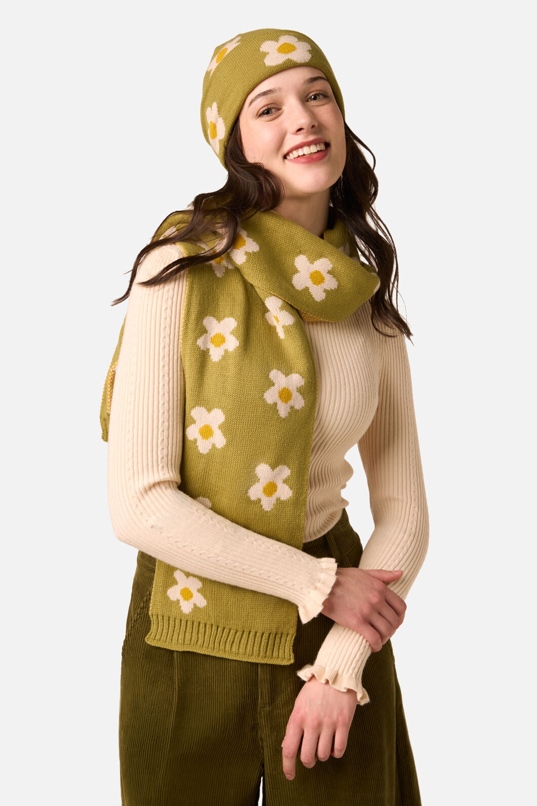 Princess Highway - Daisy Knit Scarf - green