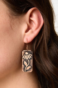 Princess Highway - Daisy Rectangle Earrings - copper