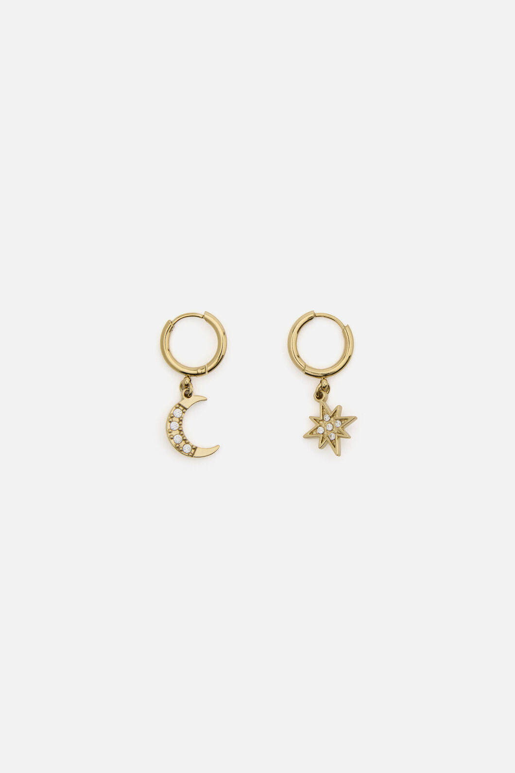 Princess Highway - Moon Star Hoop Earrings - gold