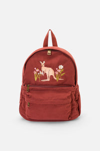 Princess Highway - Kangaroo Embroidered Cord Backpack - tan