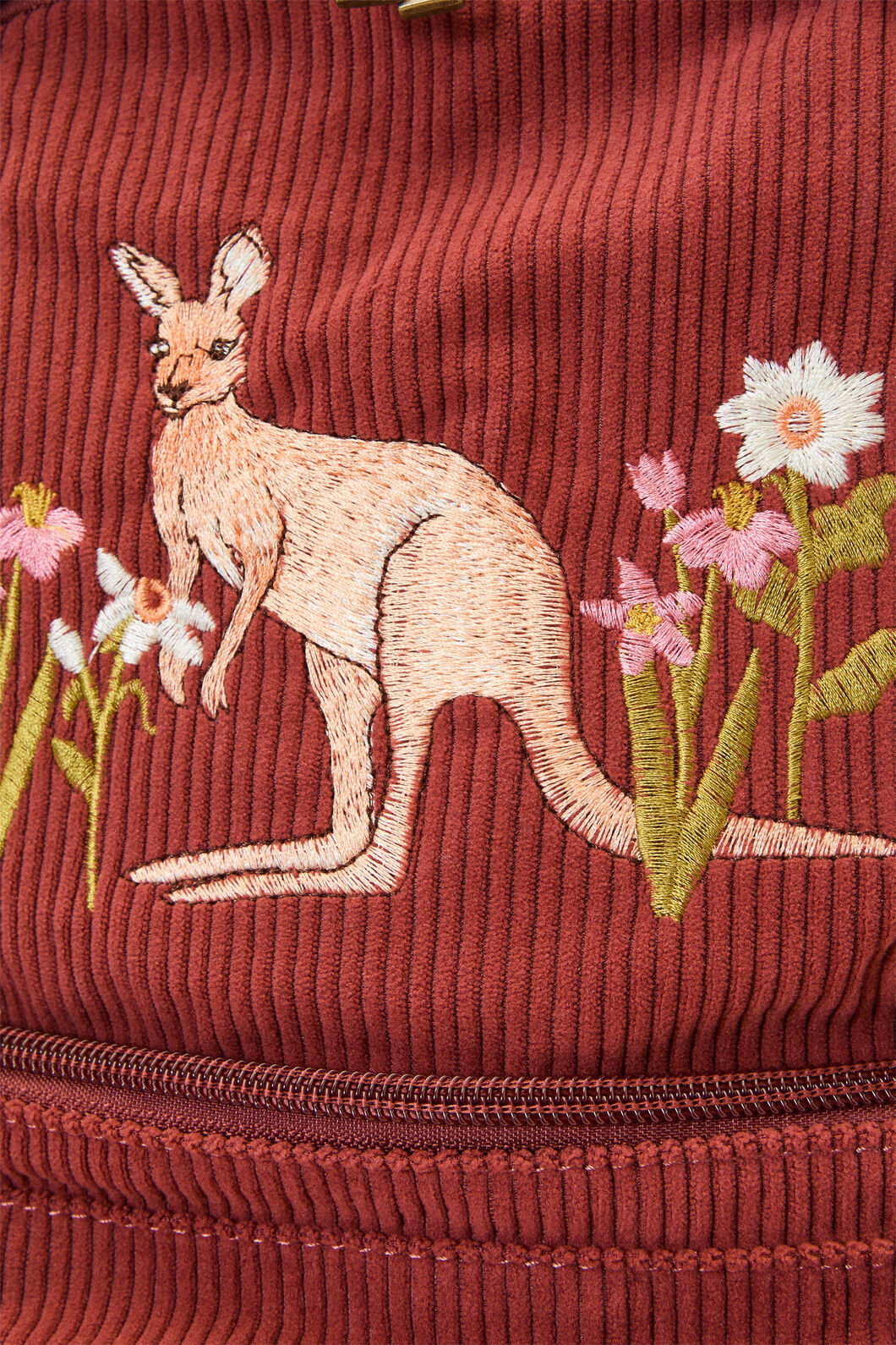 Princess Highway - Kangaroo Embroidered Cord Backpack - tan
