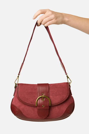 Princess Highway - Plum Faux Suede Buckle Bag - plum