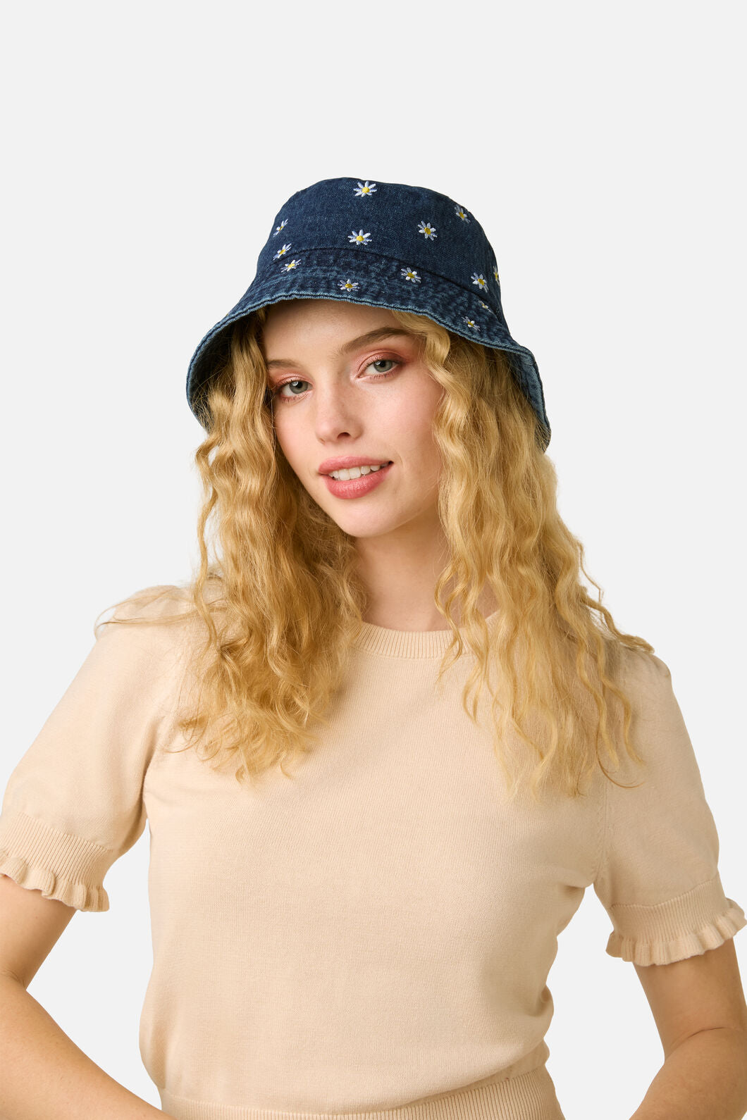 Princess Highway - Daisy Embroidered Denim Hat - indigo