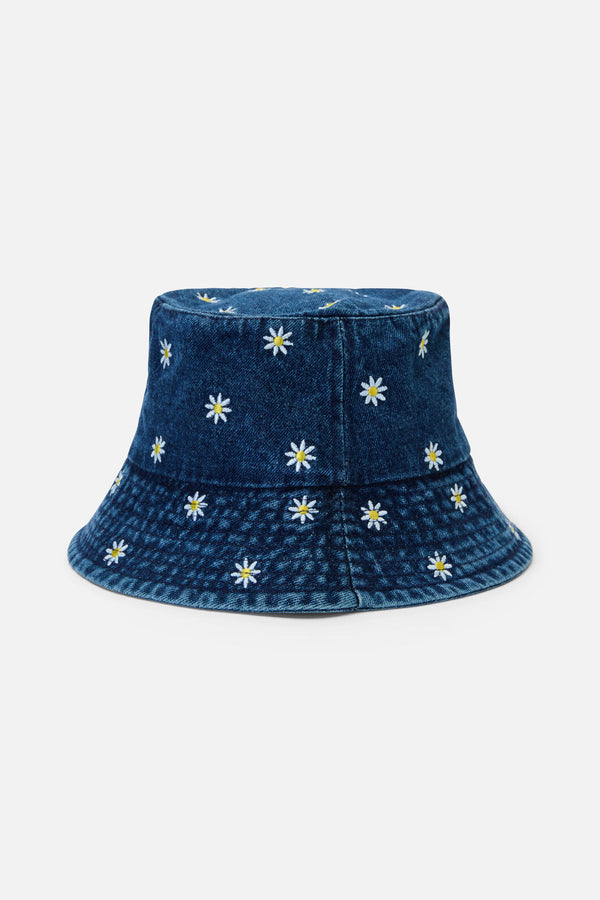 Princess Highway - Daisy Embroidered Denim Hat - indigo