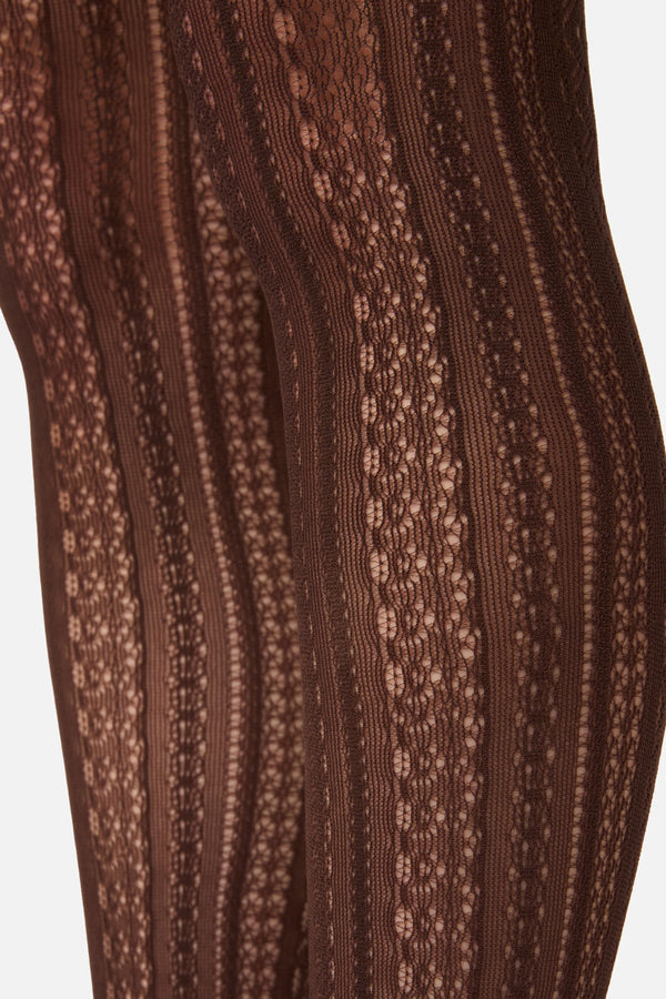 Princess Highway - Chocolate Lacey Tights - chocolate