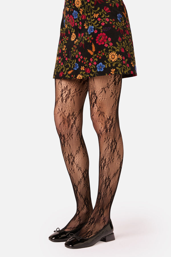 Princess Highway - Rose Fishnet Tights - black