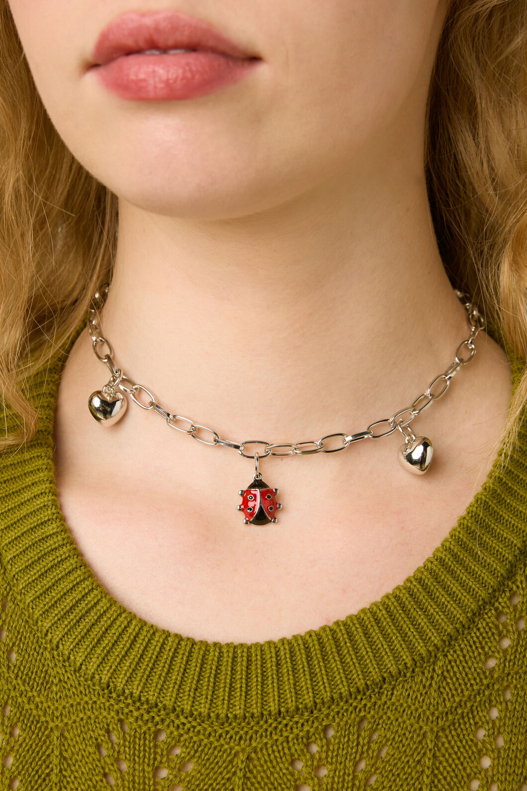 Princess Highway - Ladybug & Hearts Necklace - silver