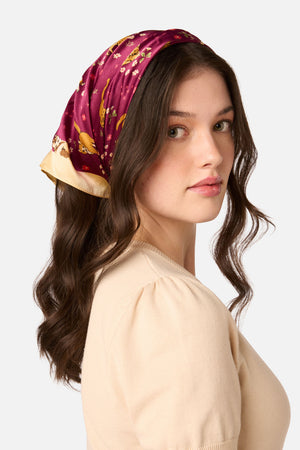 Princess Highway - Cute Cats Satin Scarf - plum