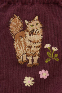 Princess Highway - Plum Cute Cat Sock - plum
