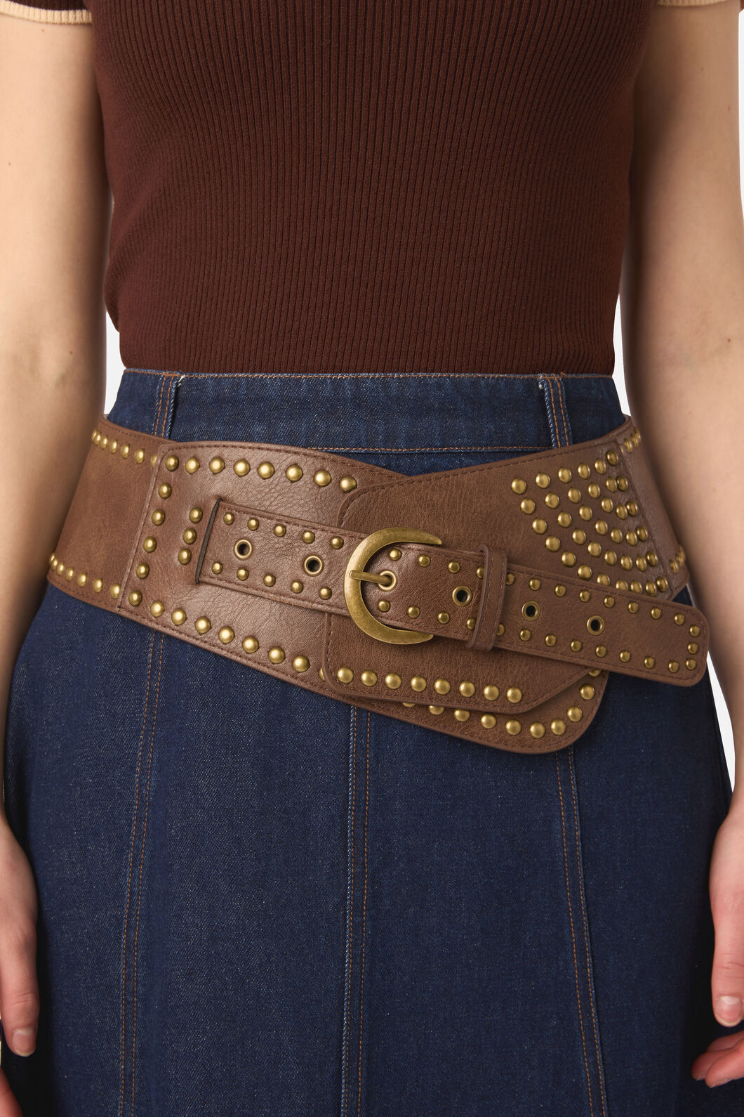 Princess Highway - Stud Slouchy Waist Belt - chocolate