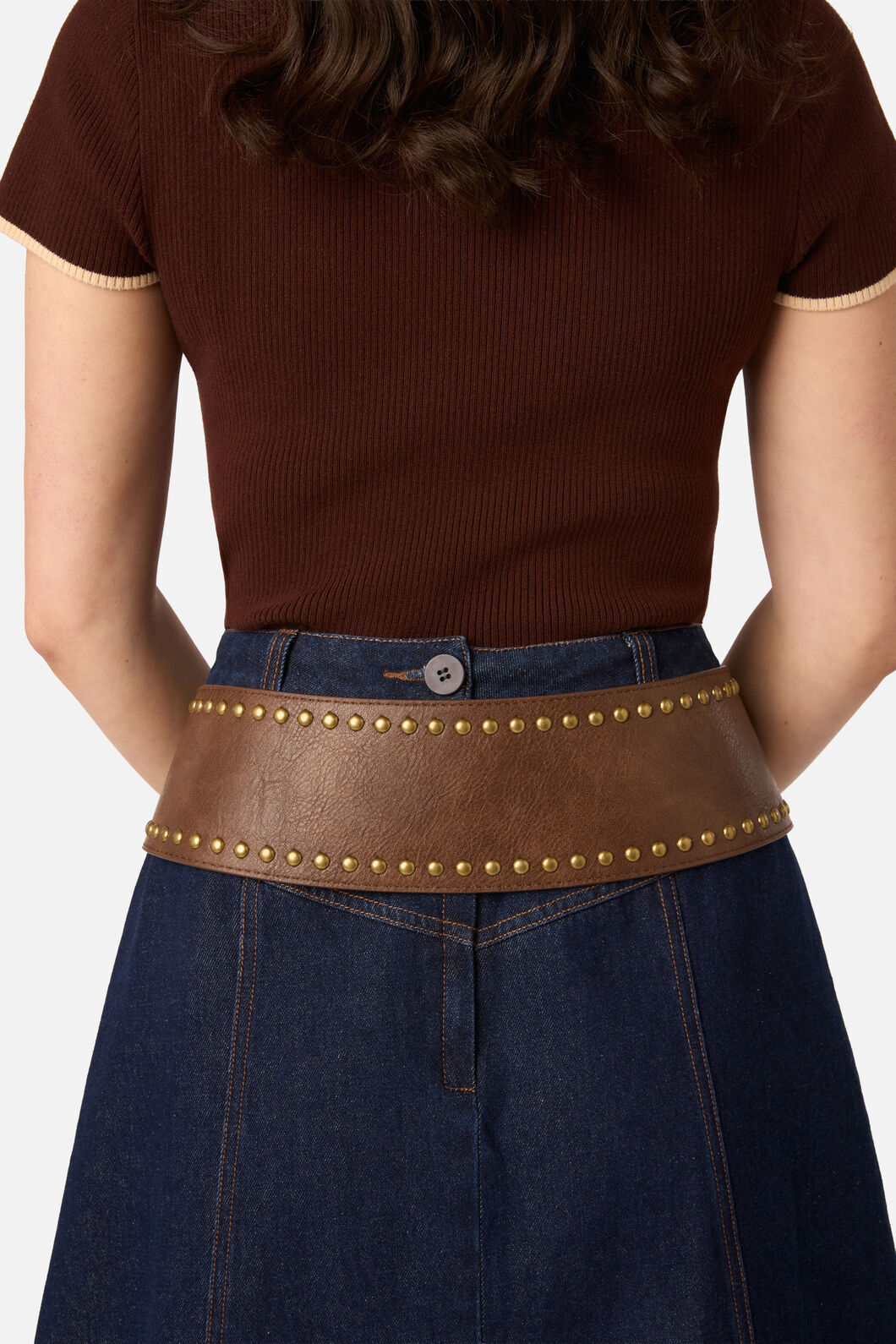 Princess Highway - Stud Slouchy Waist Belt - chocolate