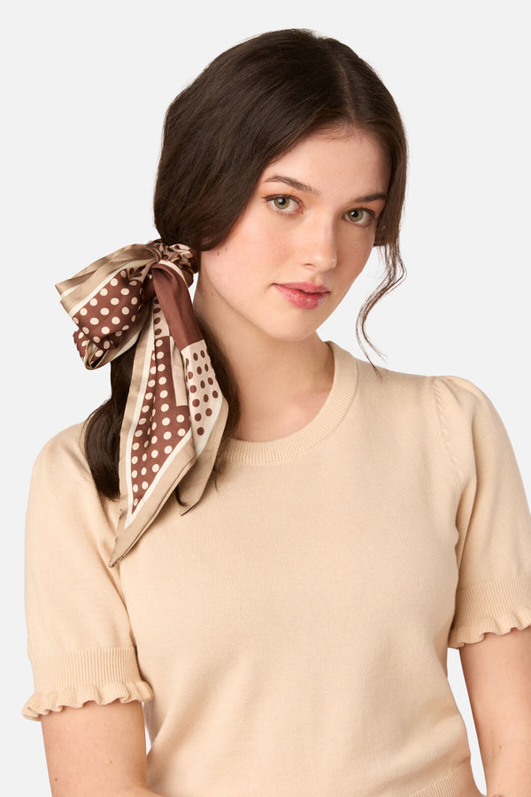 Princess Highway - Chocolate Narrow Satin Scarf - chocolate