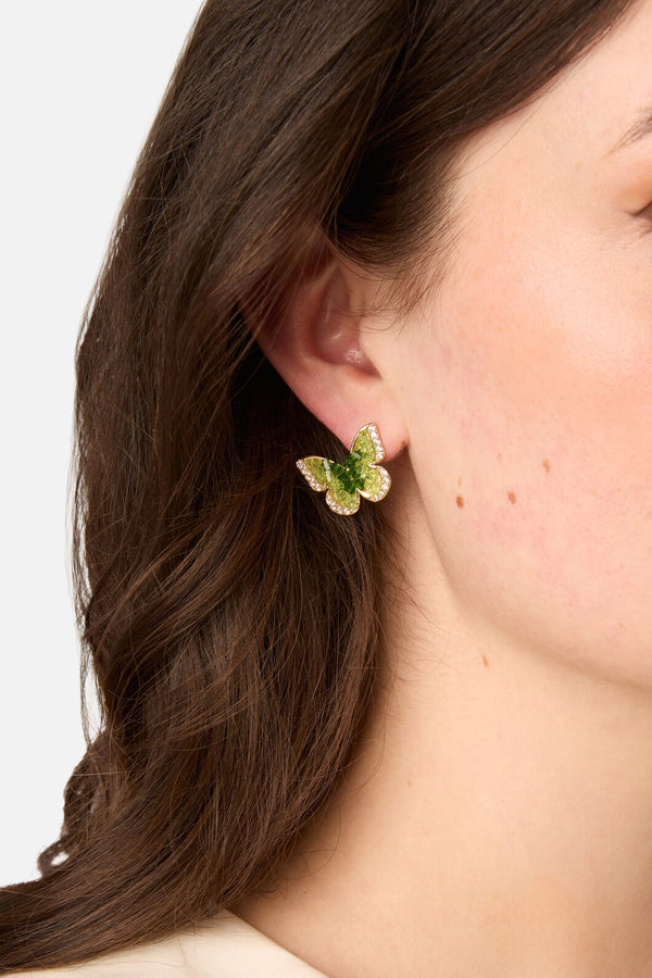 Princess Highway - Green Sparkle Butterfly Earrings - green