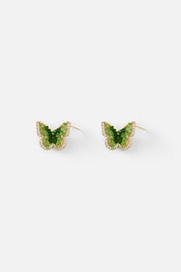Princess Highway - Green Sparkle Butterfly Earrings - green