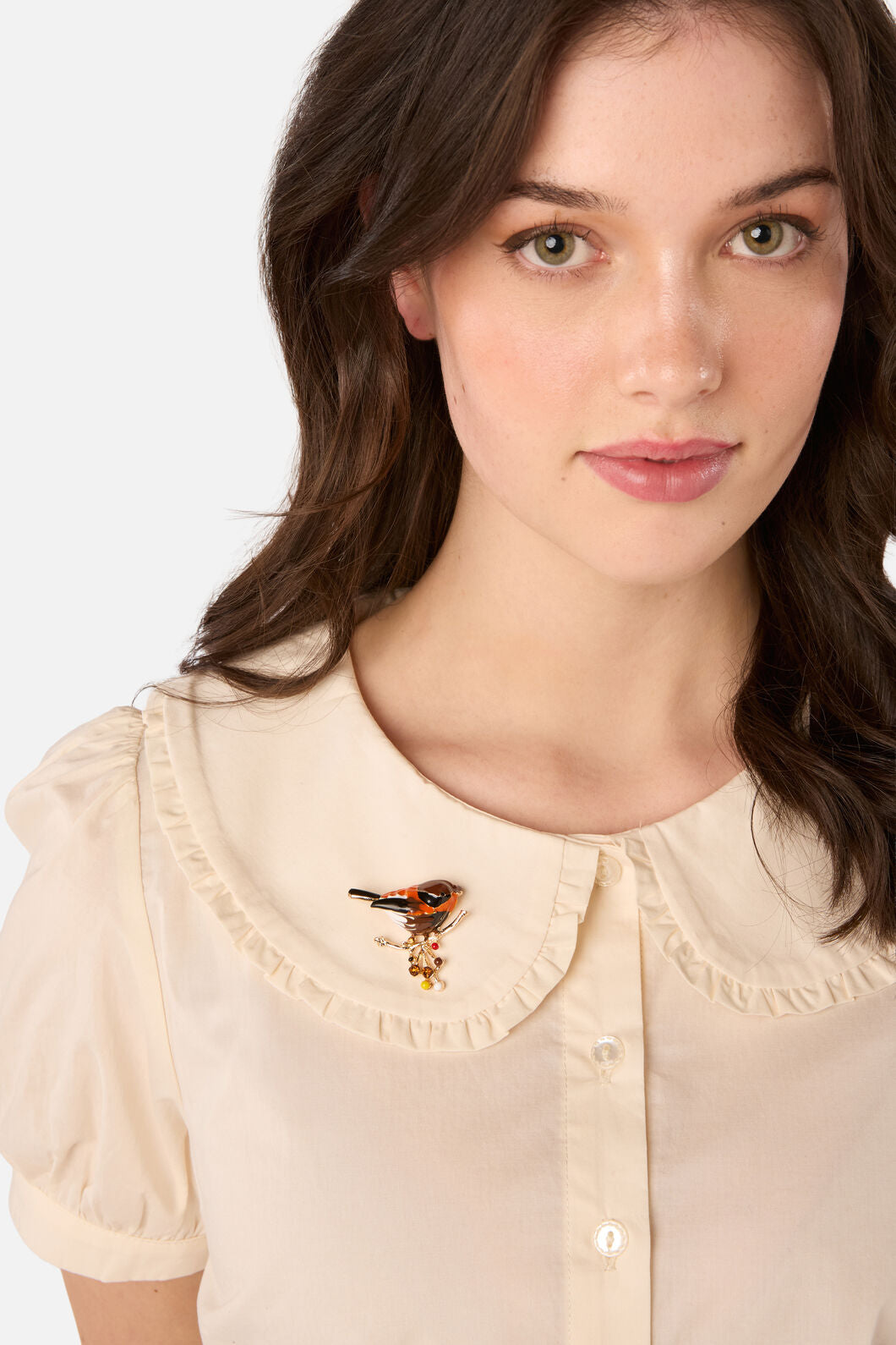 Princess Highway - Bird On A Branch Brooch - chocolate