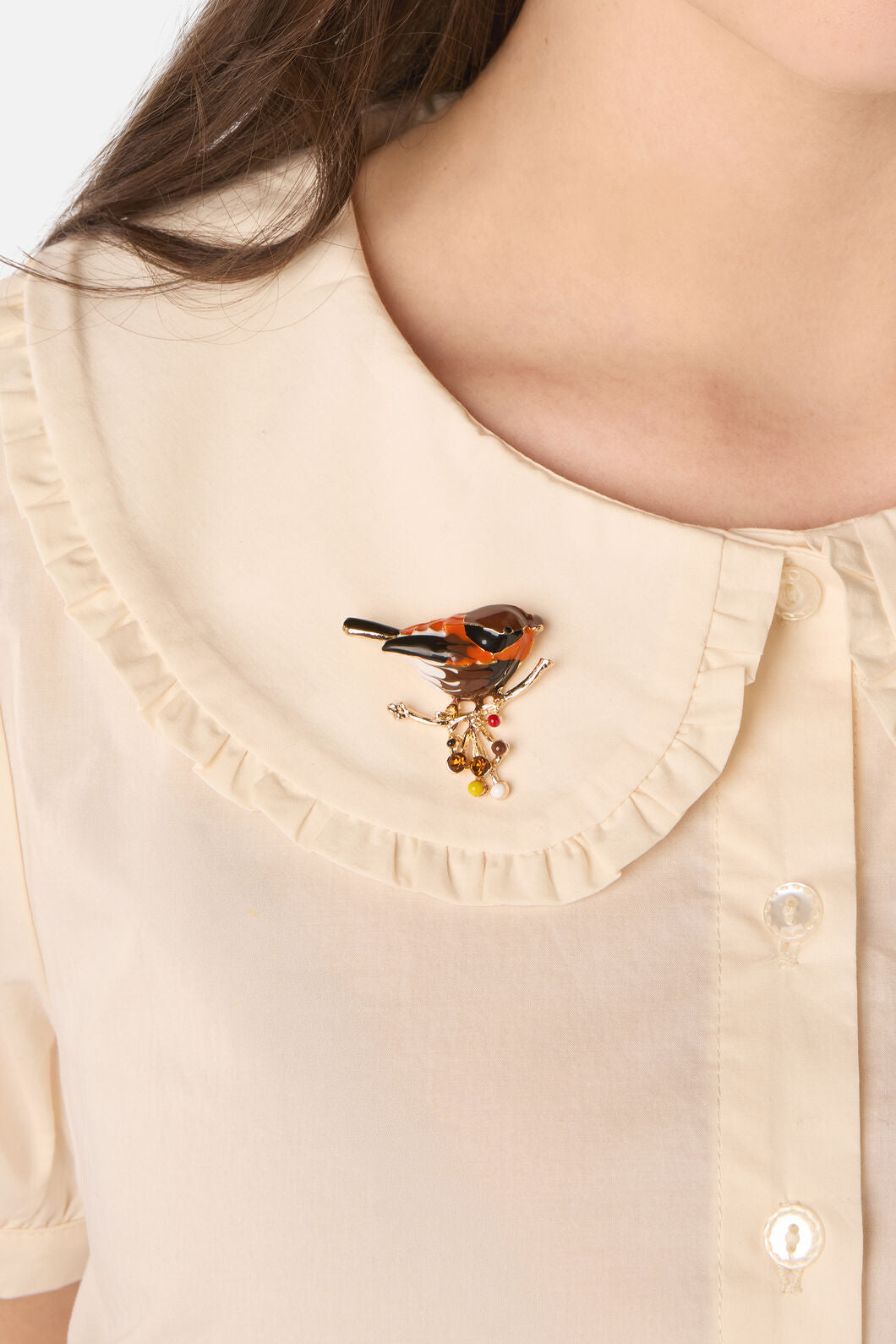 Princess Highway - Bird On A Branch Brooch - chocolate