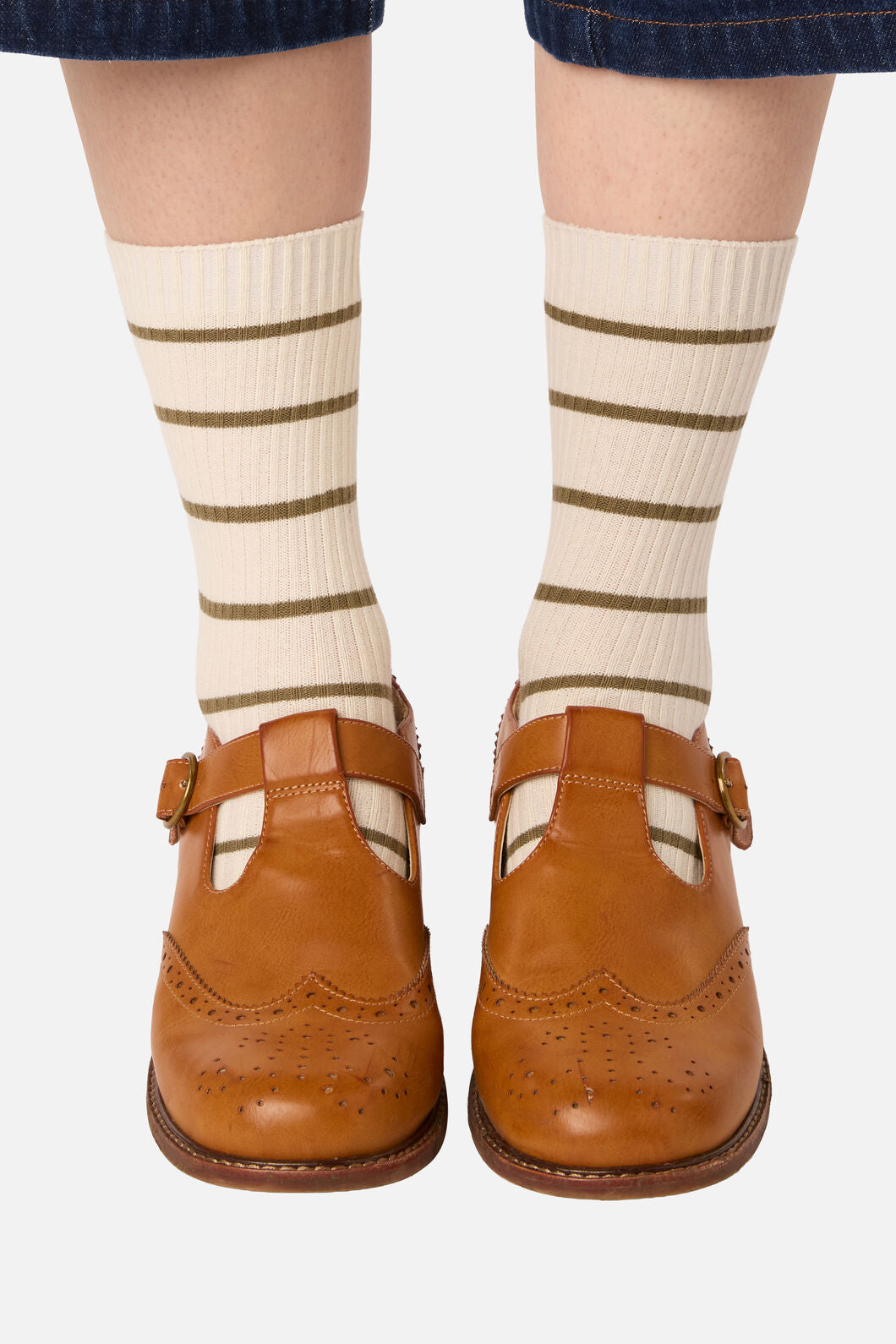 Princess Highway - Cream Striped Rib Sock - cream