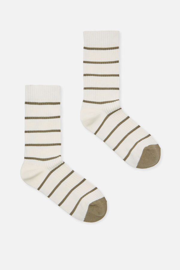 Princess Highway - Cream Striped Rib Sock - cream