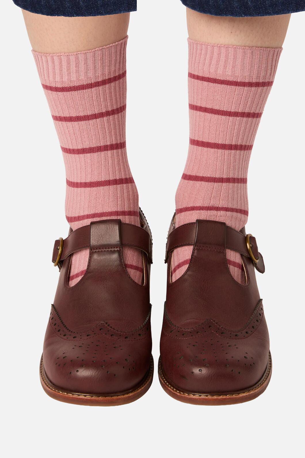 Princess Highway - Pink Striped Rib Sock - pink