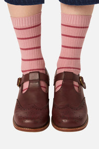 Princess Highway - Pink Striped Rib Sock - pink