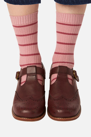Princess Highway - Pink Striped Rib Sock - pink
