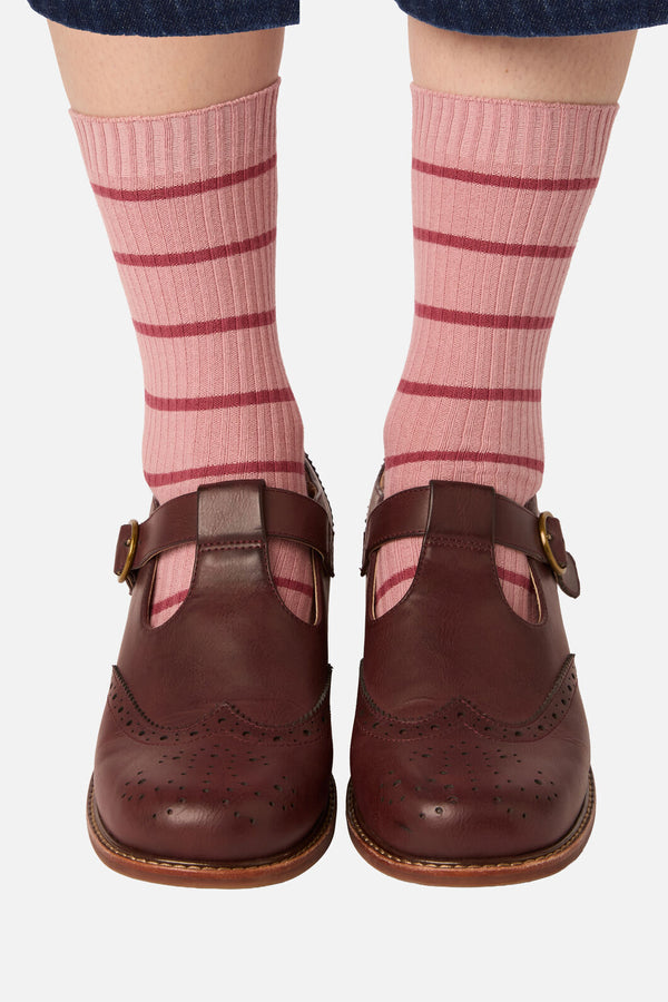 Princess Highway - Pink Striped Rib Sock - pink