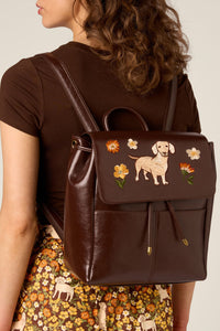 Princess Highway - Sweet Dog Embroidered Backpack - chocolate
