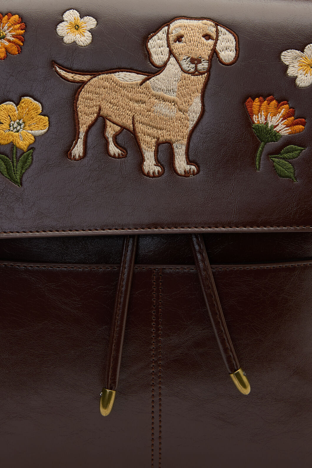 Princess Highway - Sweet Dog Embroidered Backpack - chocolate