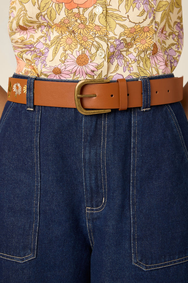Princess Highway - Adelaide Floral Embroidered Belt - tan