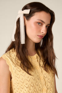 Princess Highway - Lace Edge Bow Hair Clip - cream