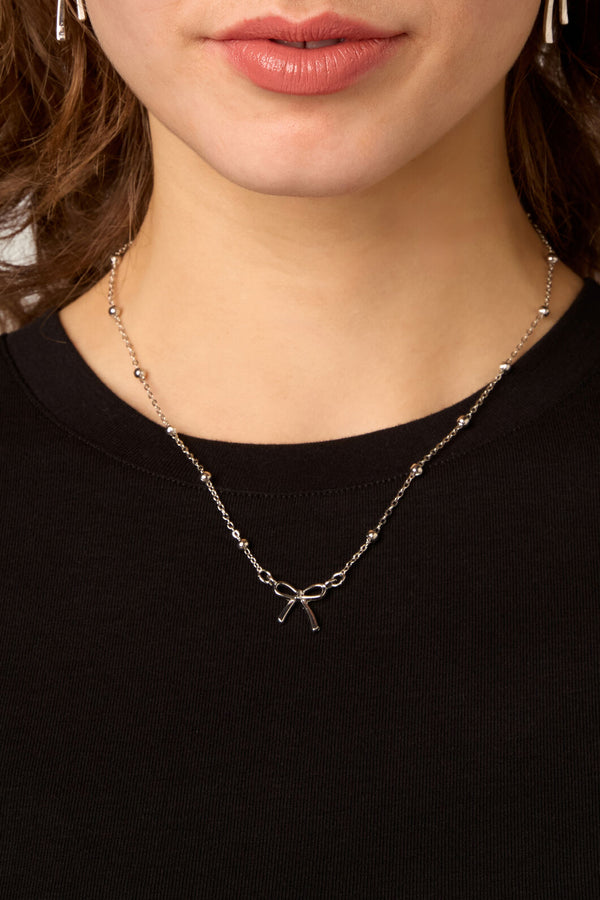 Princess Highway - Silver Bow Necklace - silver