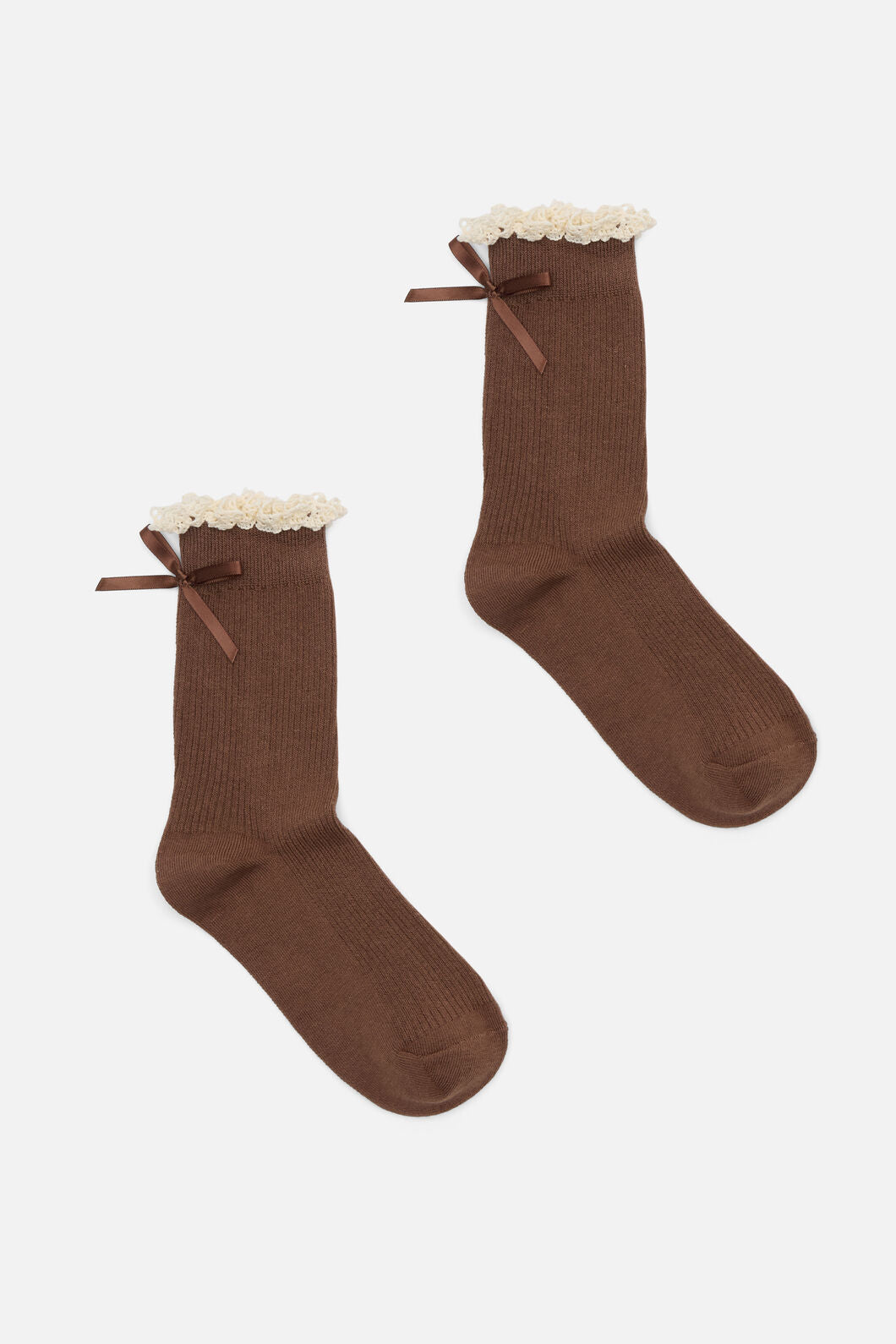 Princess Highway - Choc Bow Back Frill Socks - chocolate