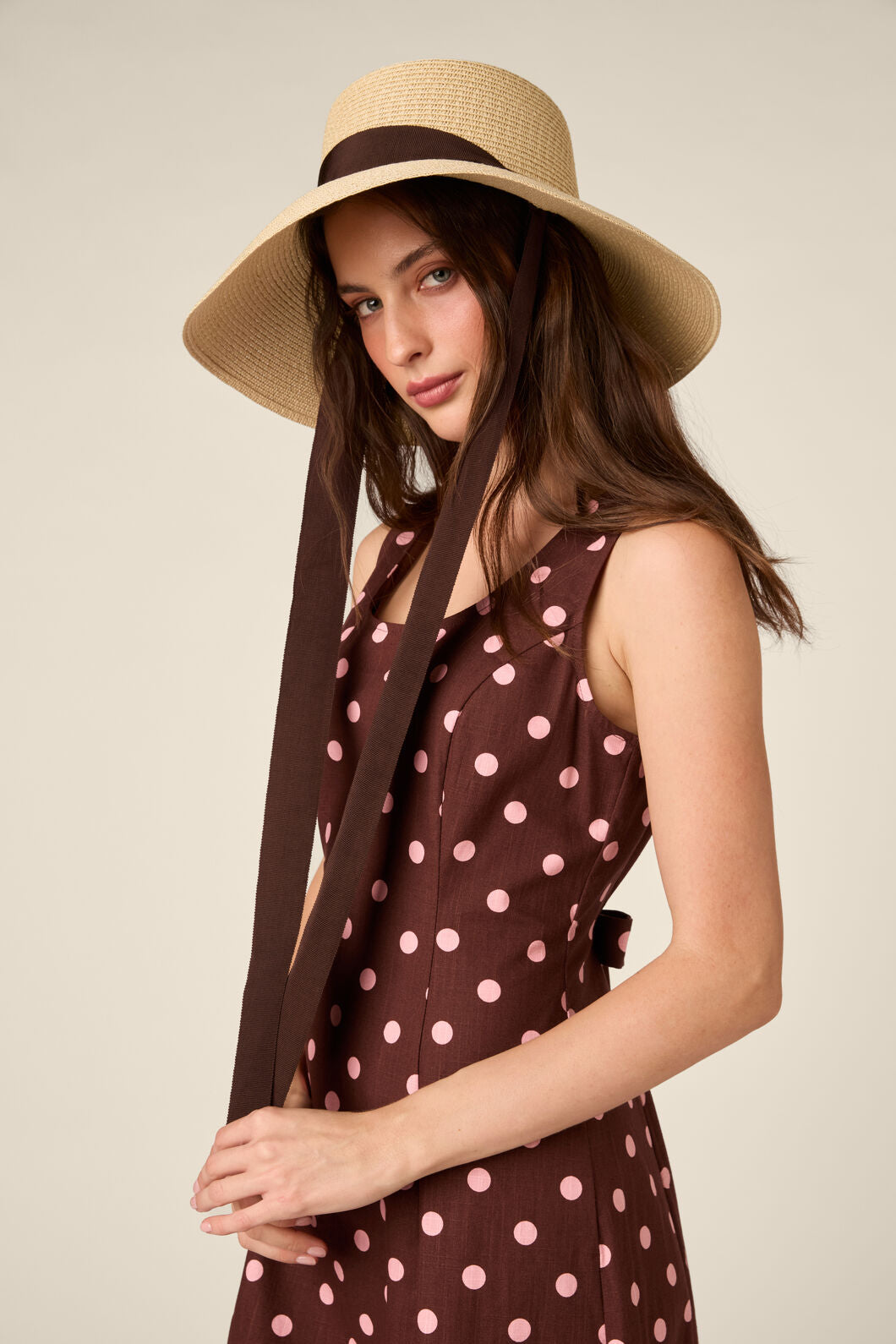 Princess Highway - Wide Brim Tie Straw Hat - natural