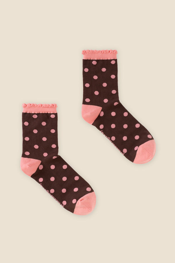 Princess Highway - Chocolate Polka Dot Sock - chocolate