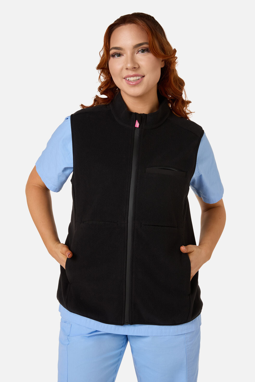 Princess Highway - Black Polar Fleece Scrub Vest - black